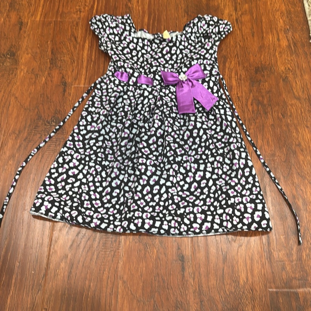 Dollie and Me girls black purple dresss with white flowers